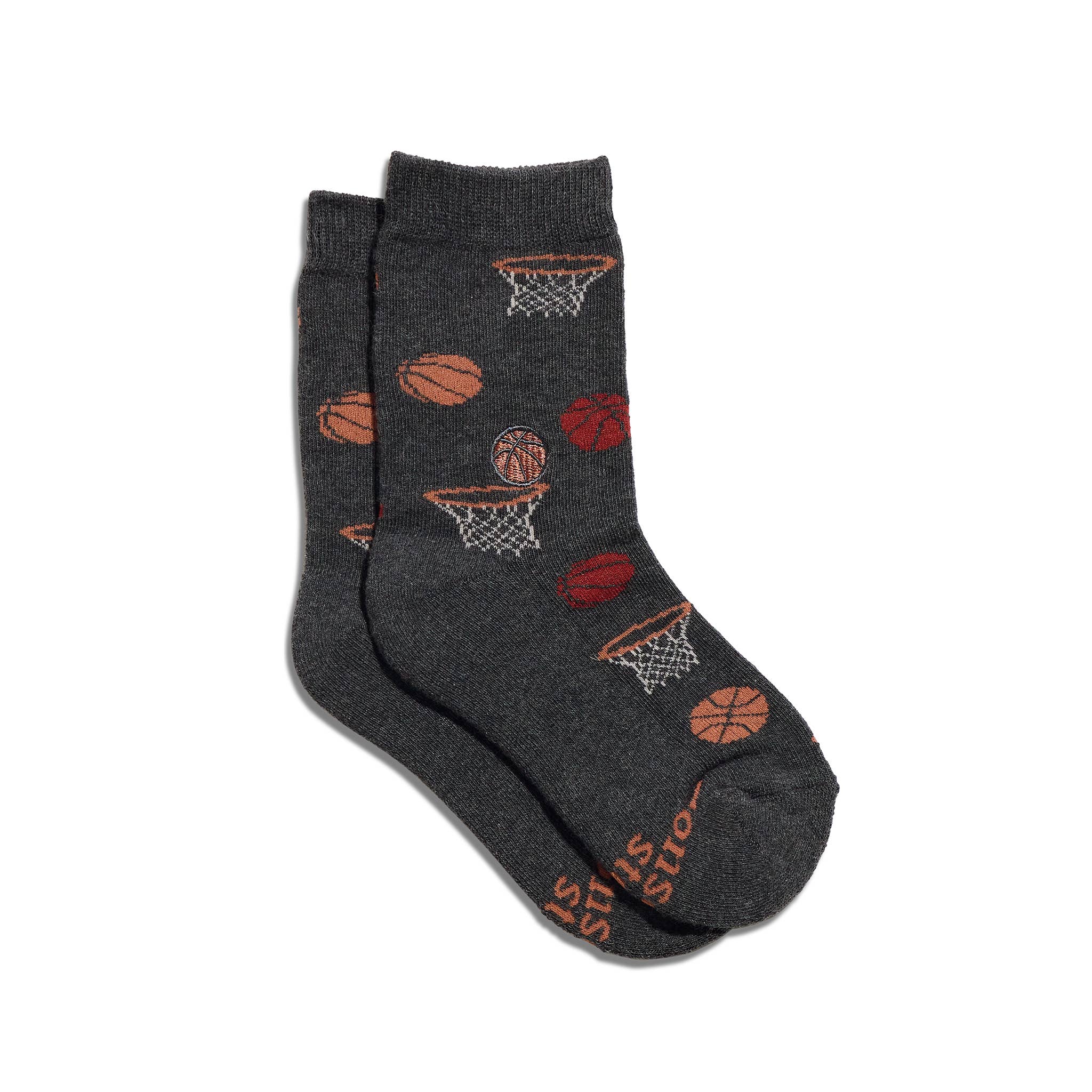 Kids Socks that Support Youth Sports | Gray Basketballs