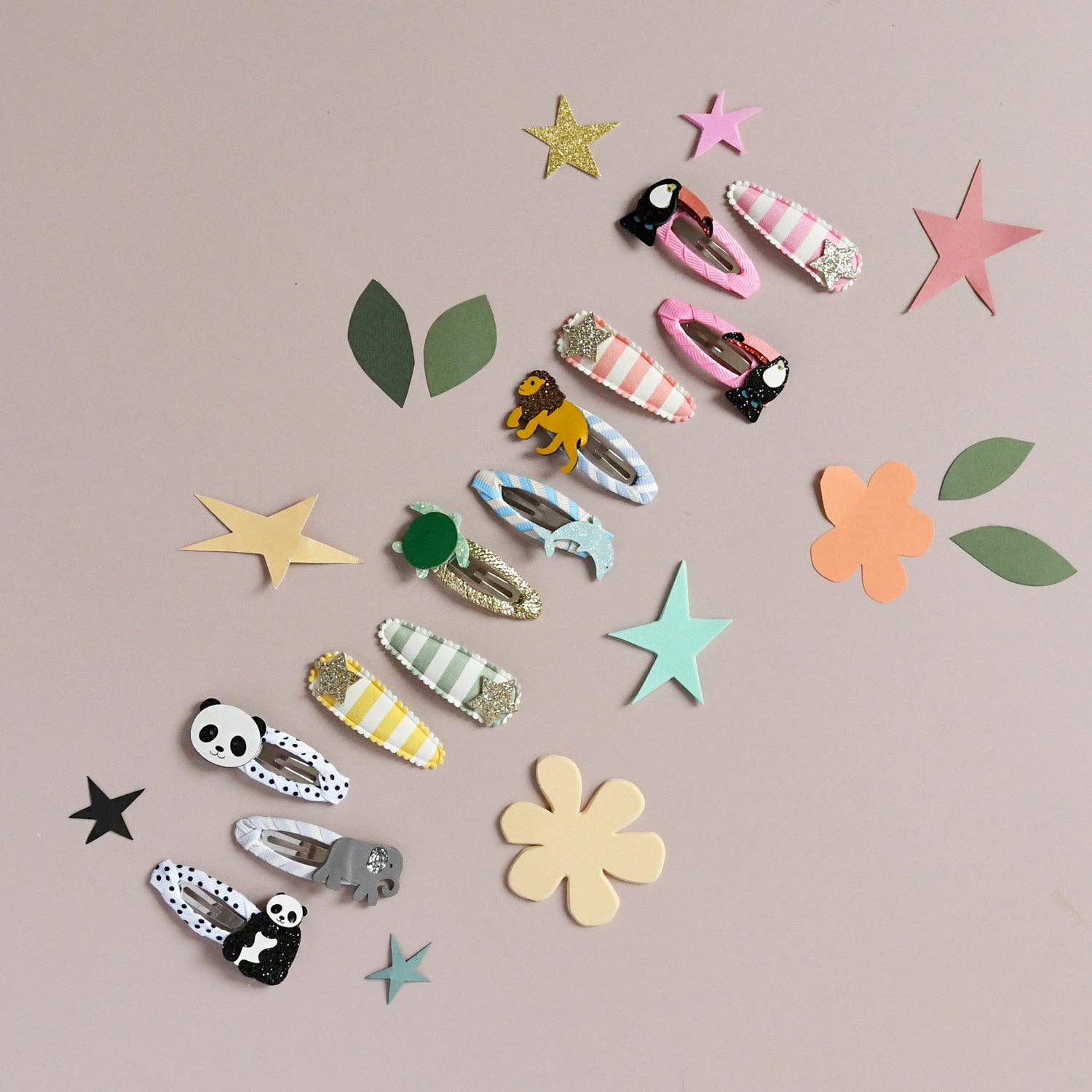 Stripy Star Fabric Clip Set