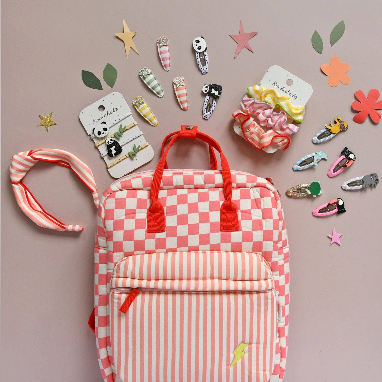 Stripy Star Fabric Clip Set