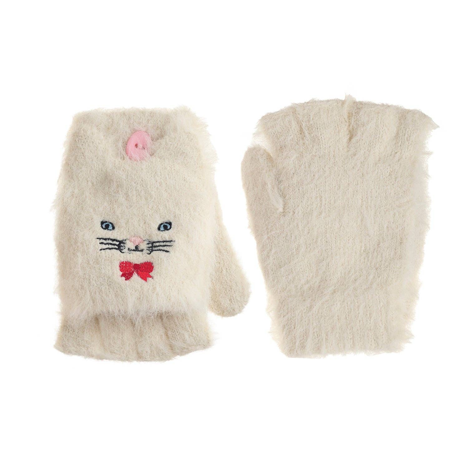 Cute Kitten Fluffy Gloves 7-10 Years