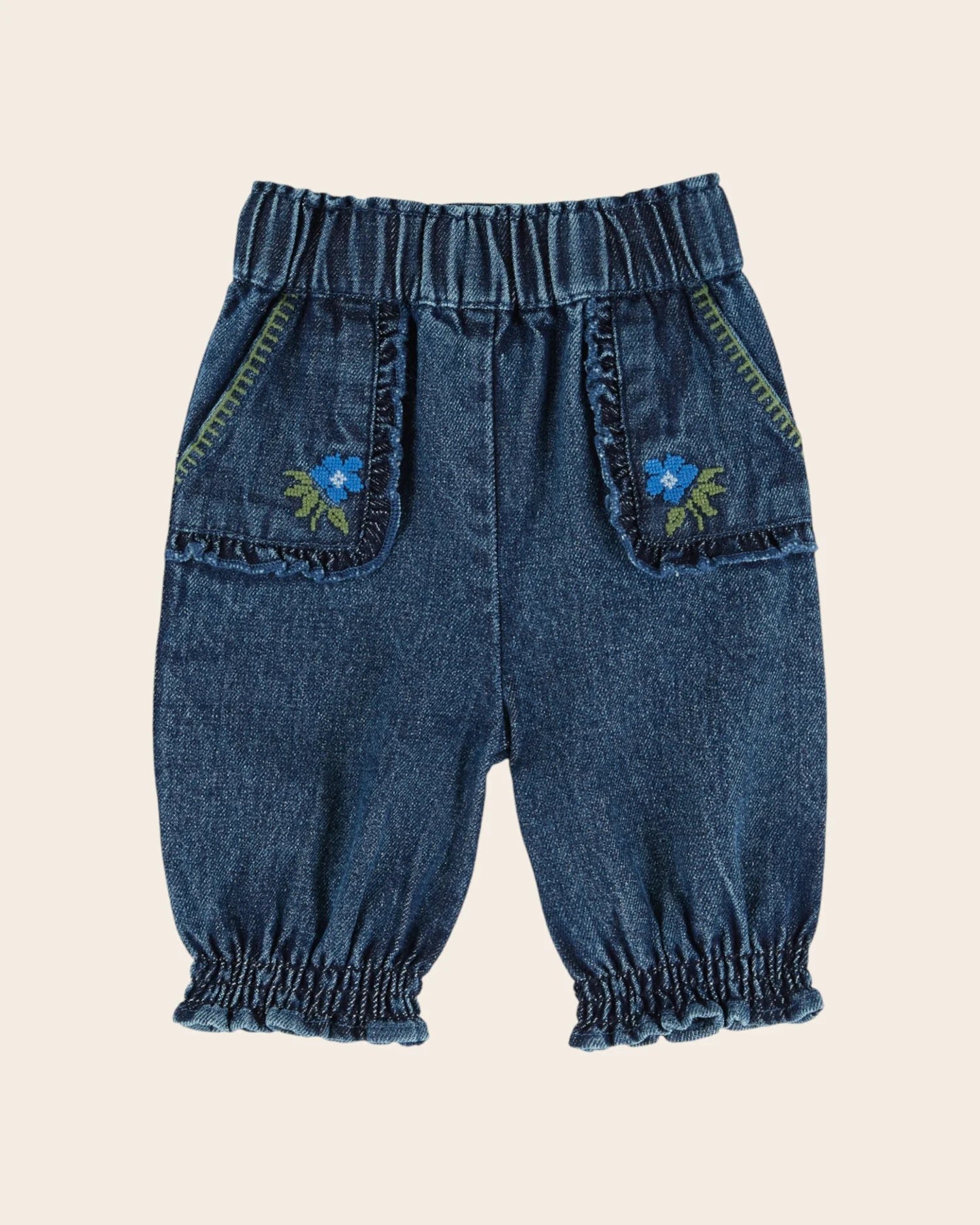 Denim Embroidered Trousers