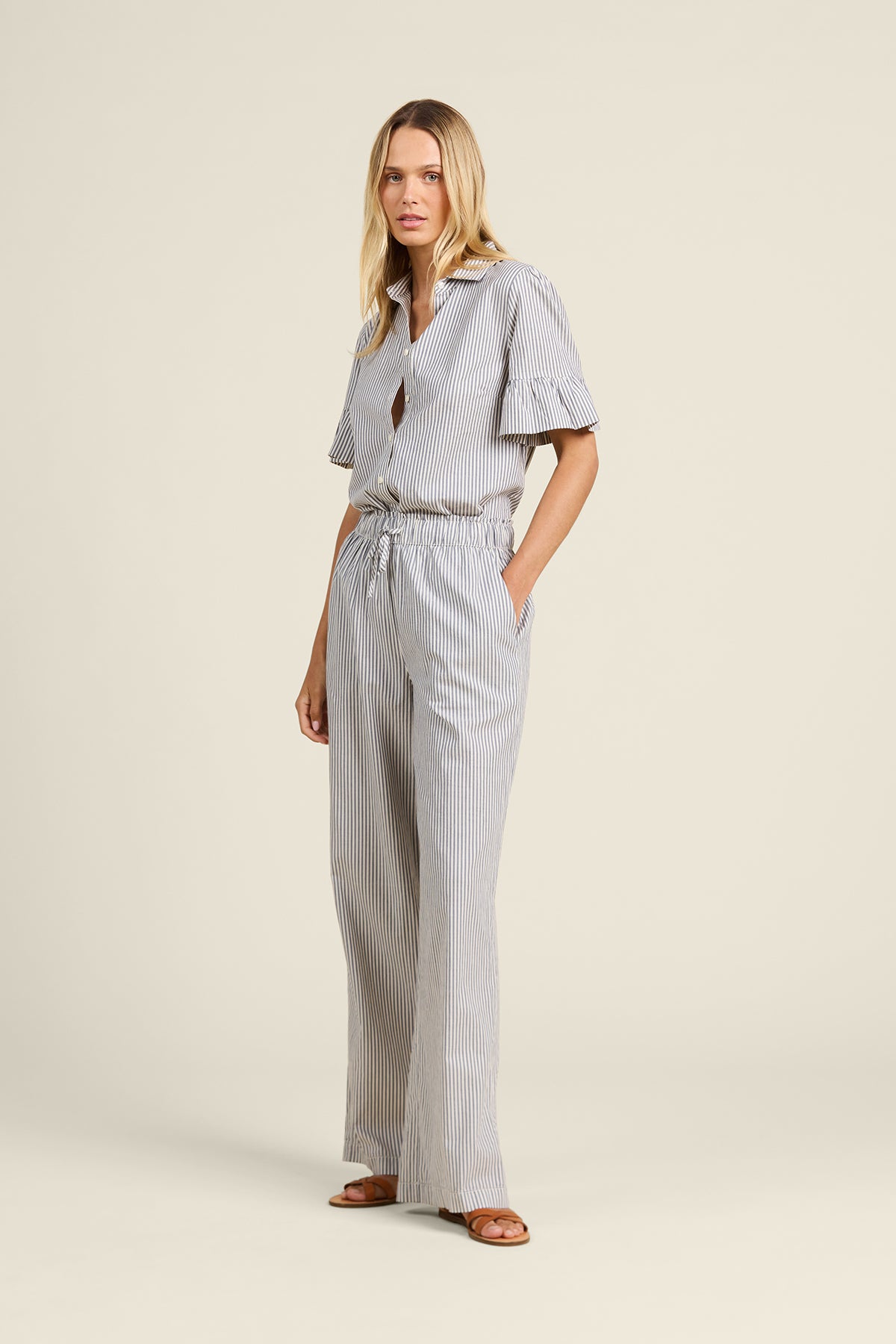 Vera Pant Navy Stripe