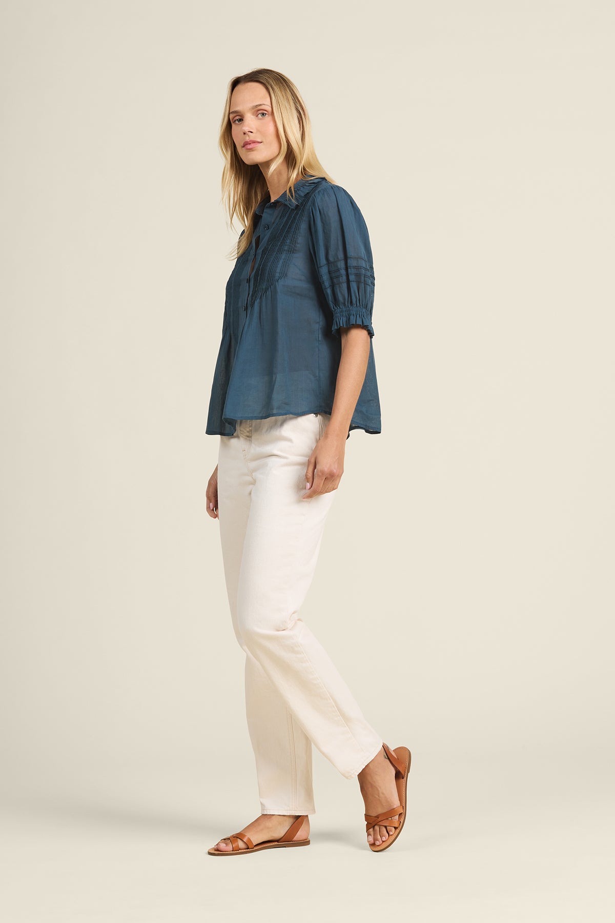 Jess Blouse Teal Cotton Voile