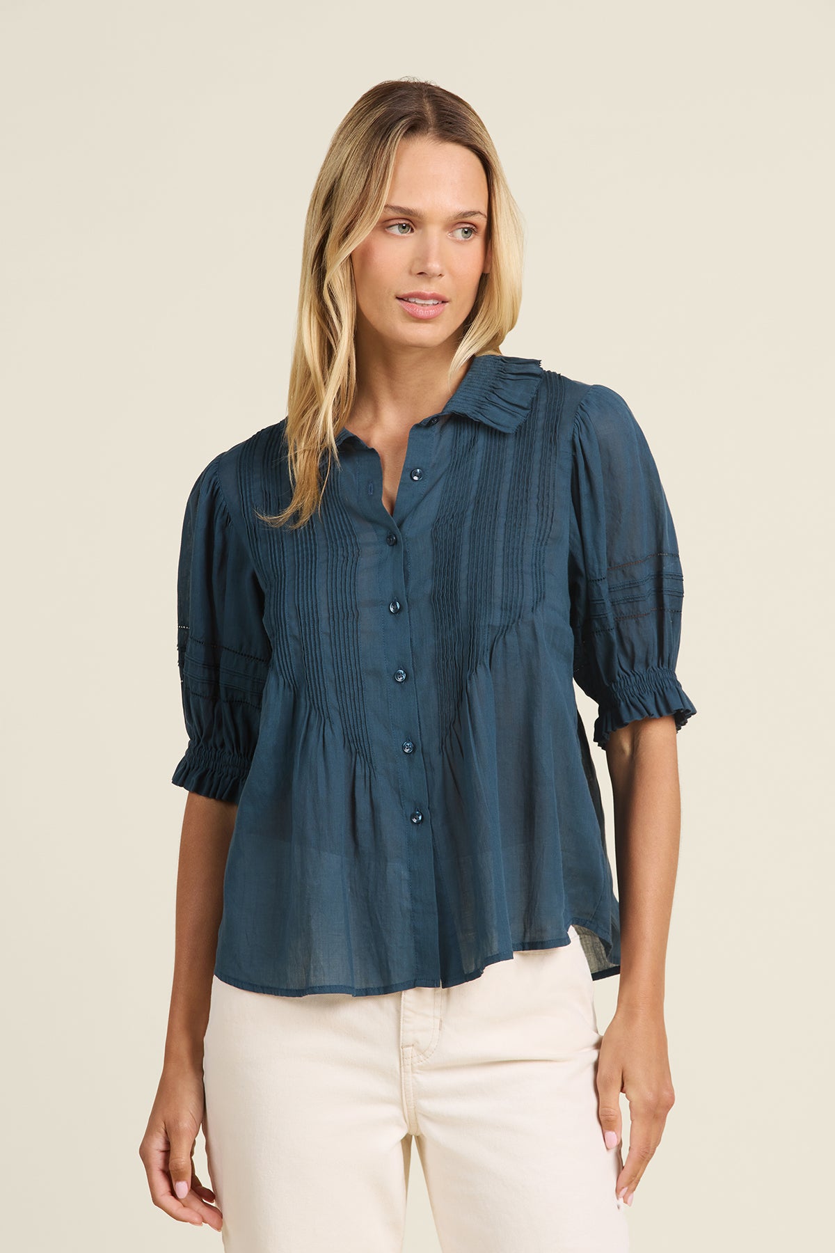 Jess Blouse Teal Cotton Voile