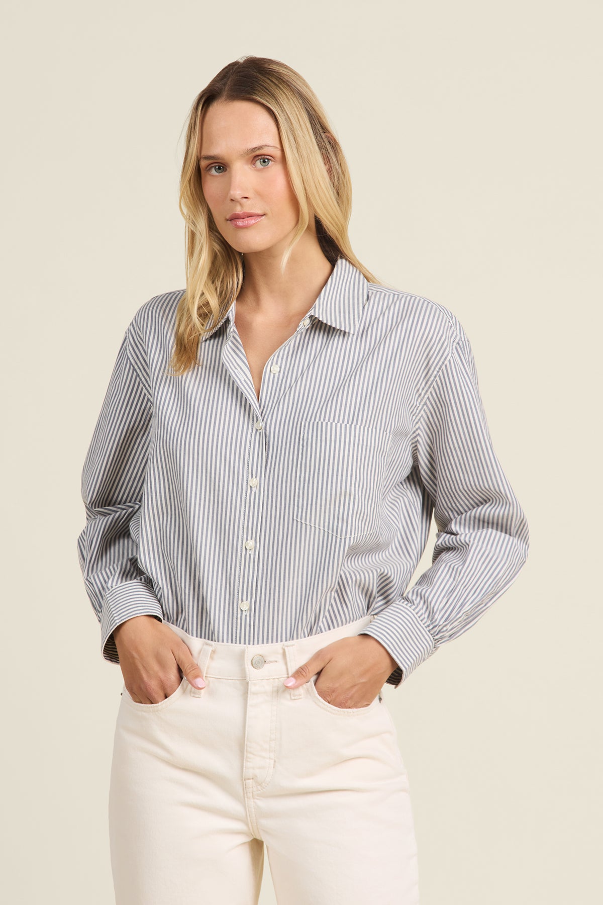 Blake Oversized Shirt Navy Stripe