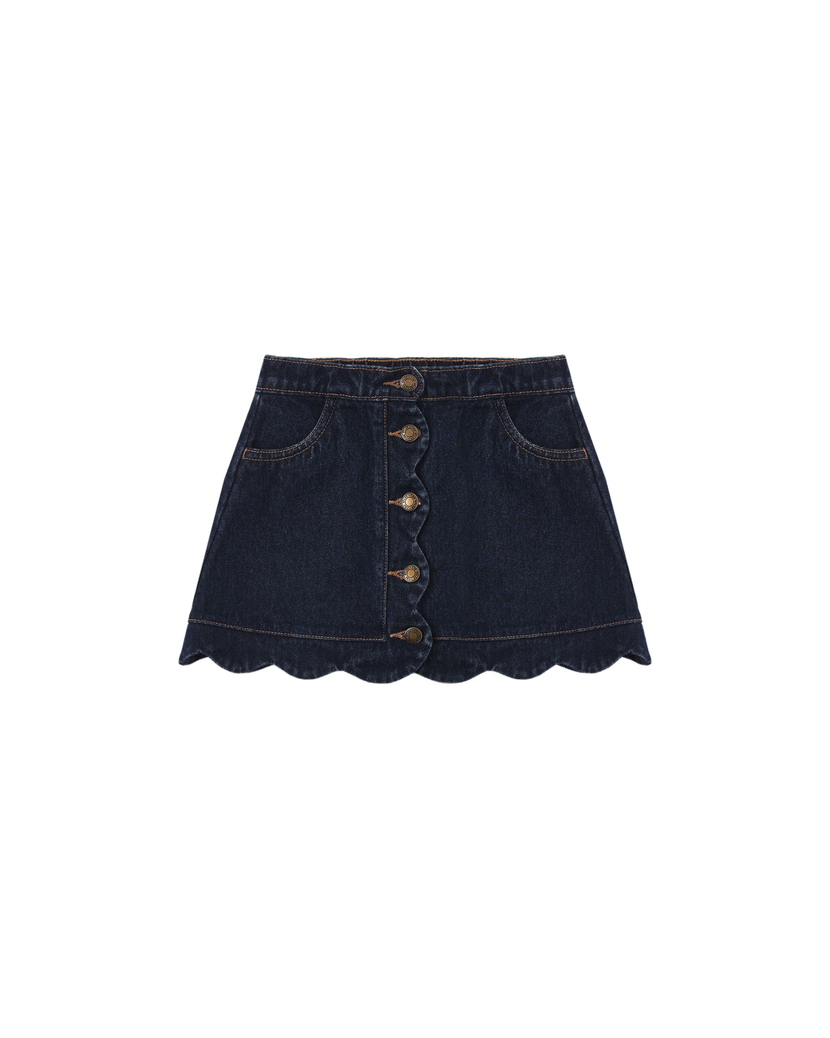 Scallop Mini Skirt Dark Indigo