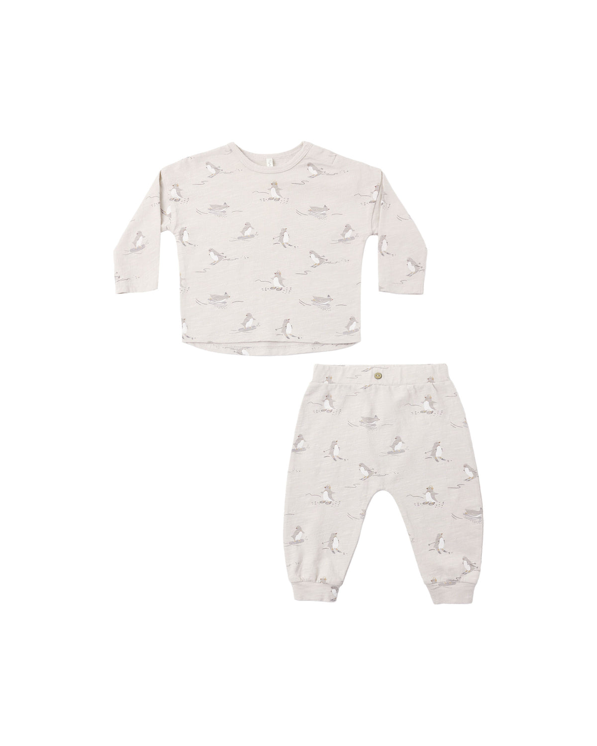 Long Sleeve Tee and Pant Set - Skiing Penguins