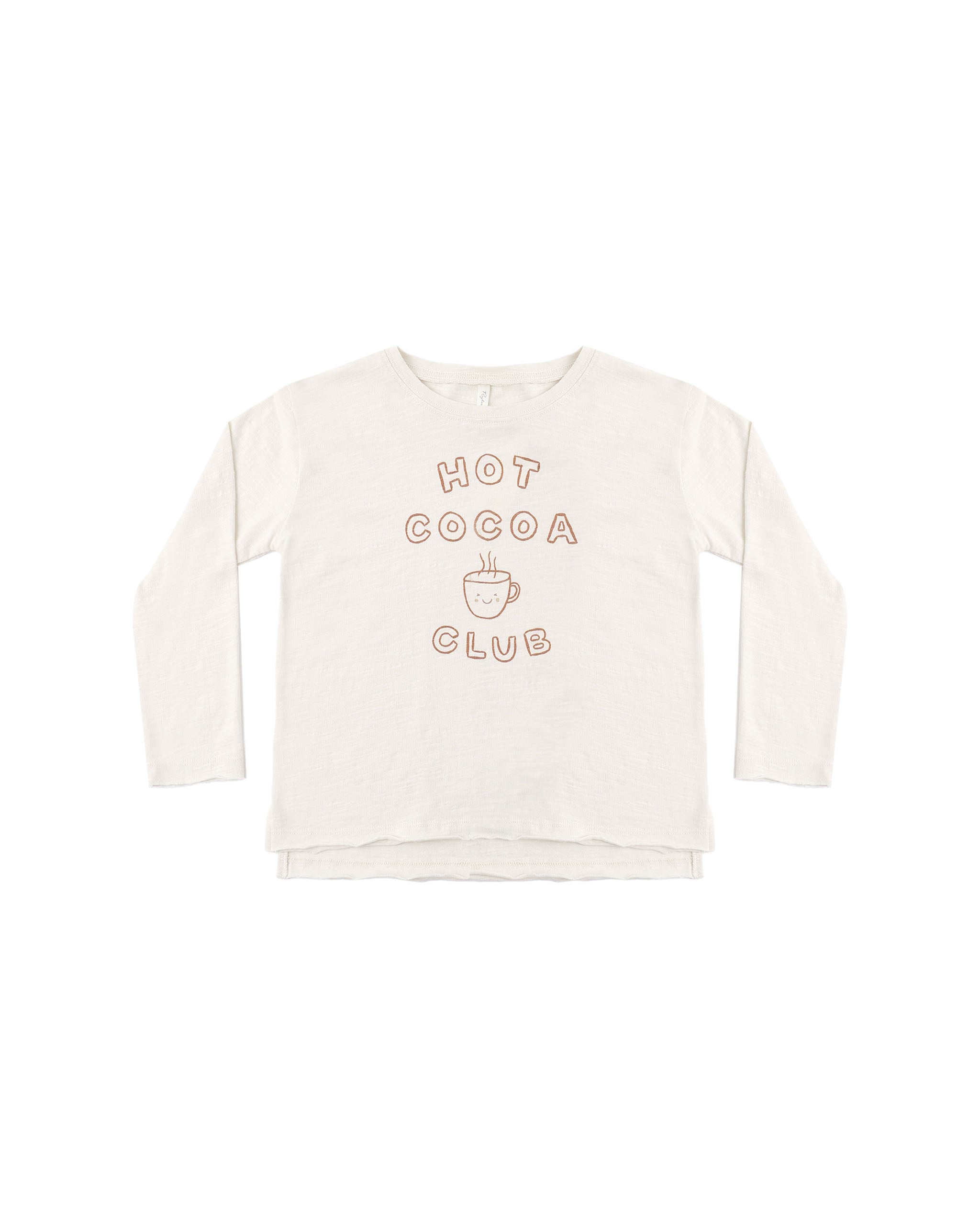 Long Sleeve Raw Edge Tee Hot Cocoa Club