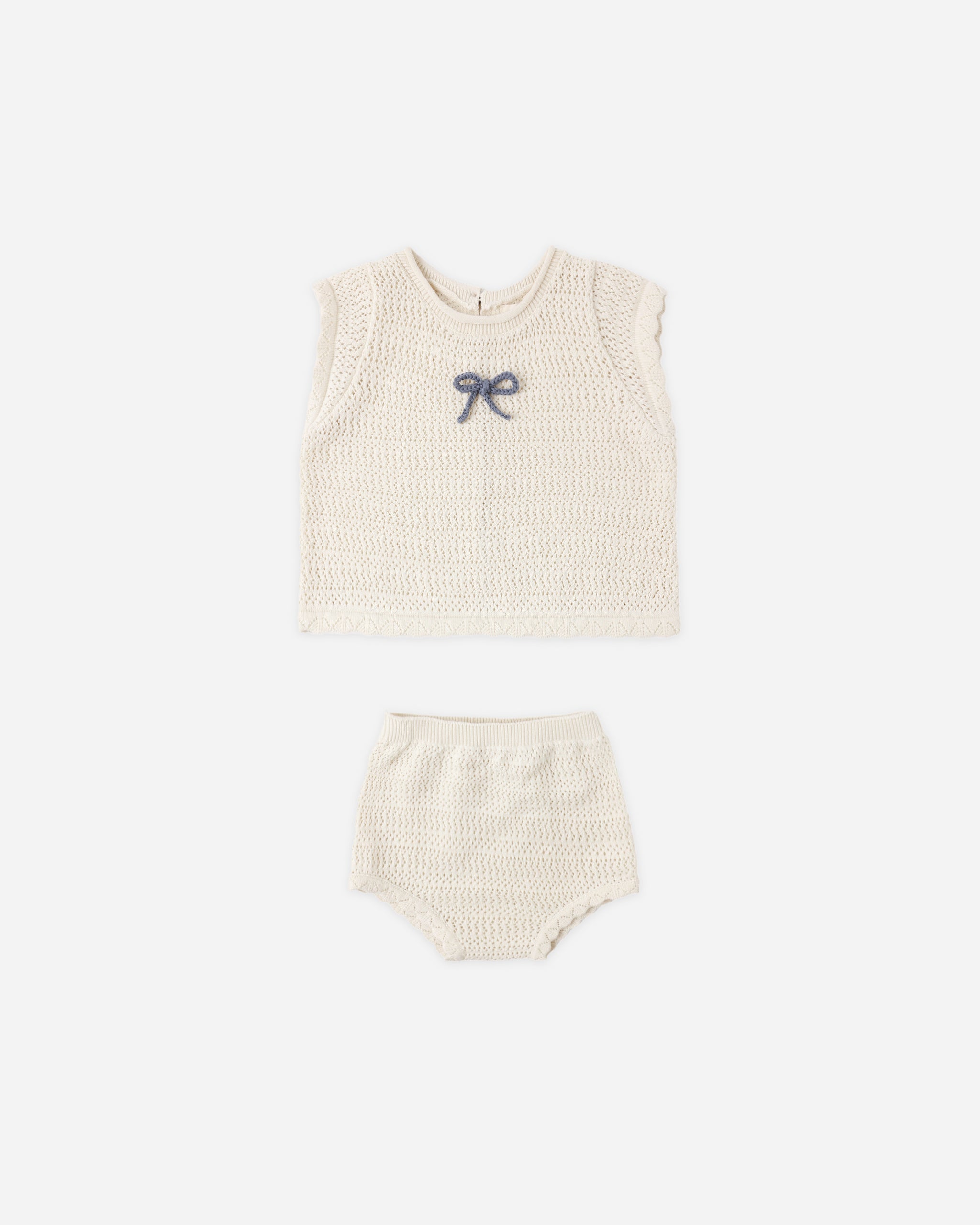 Scallop Knit Baby Set - Natural