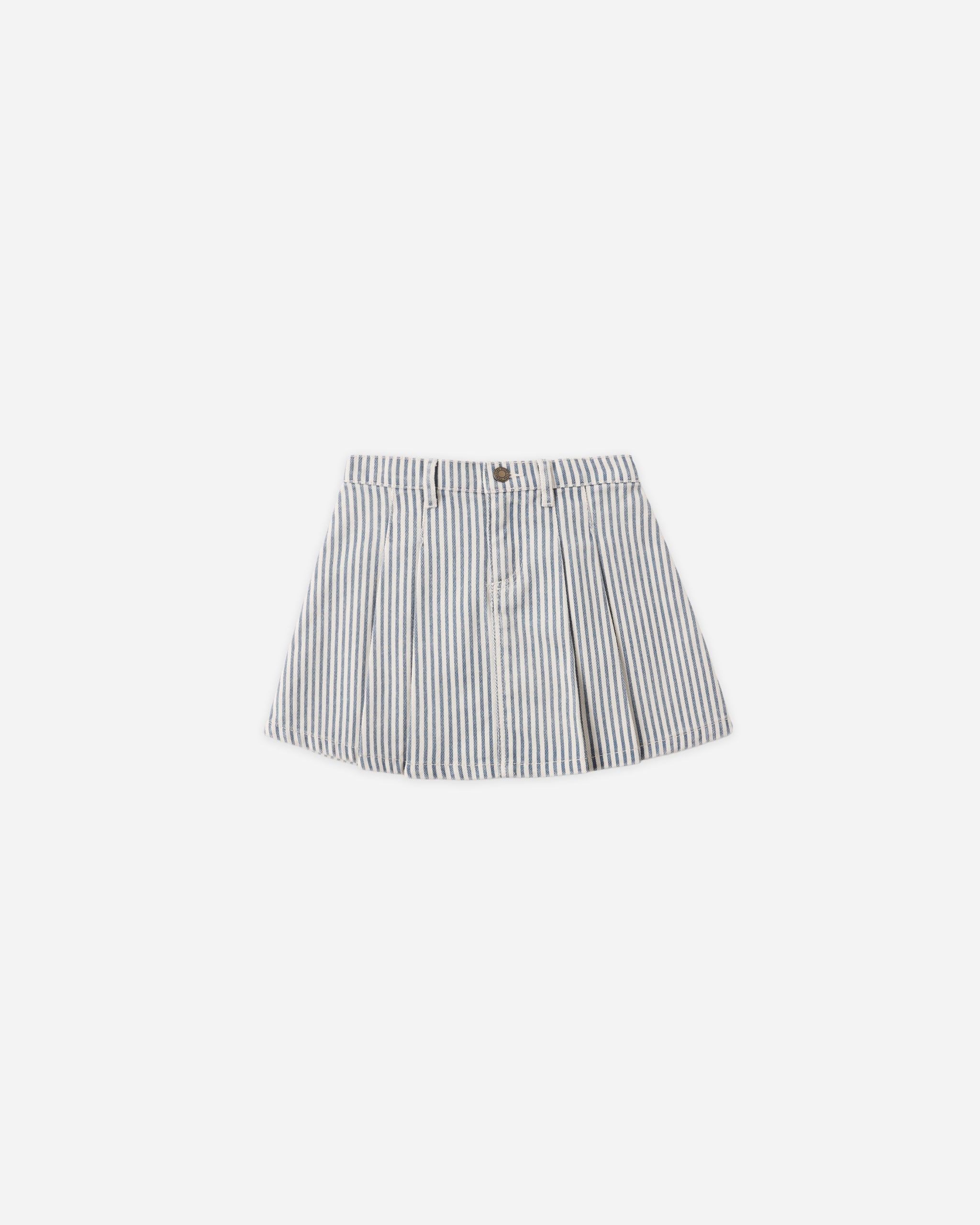 Pleated Denim Skirt - Railroad Stripe