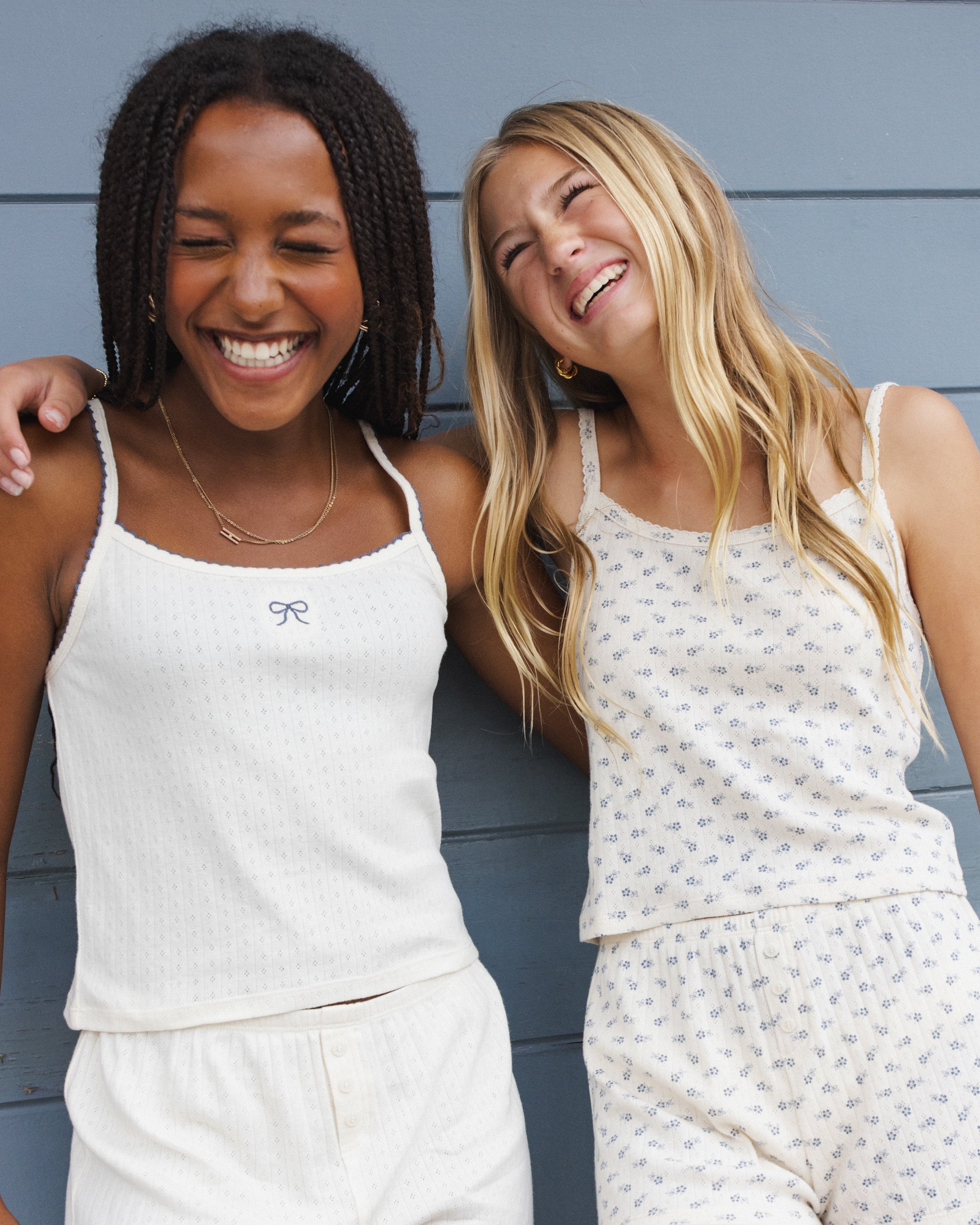 Teen Pointelle Lounge Set - Blue Ditsy