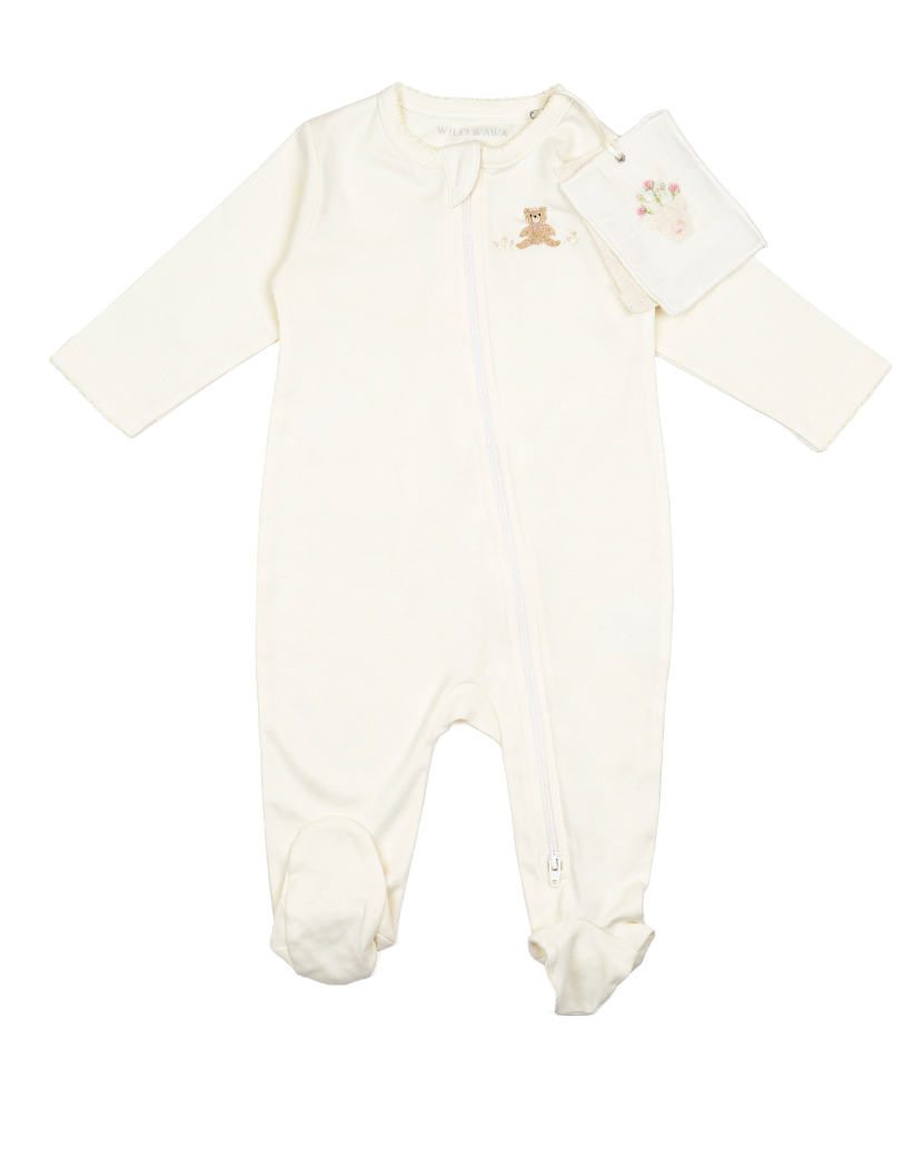 Pima Embroidered Footie