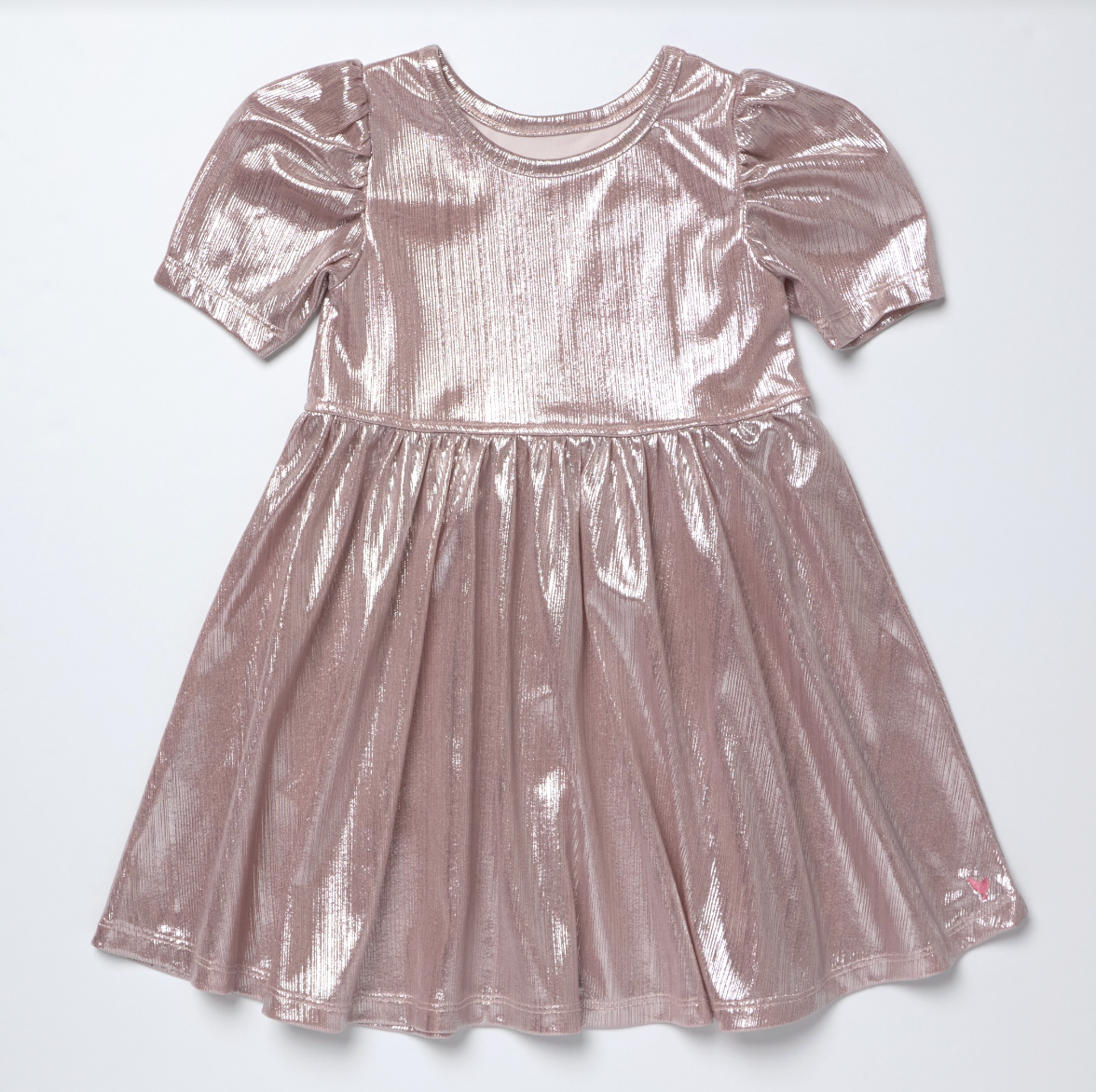 Girls Lame Laurie Dress- Glitter Pink