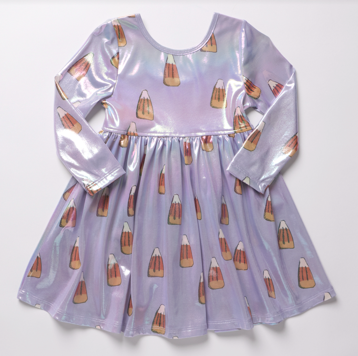 Girls Lame Steph Dress- Candy Corn