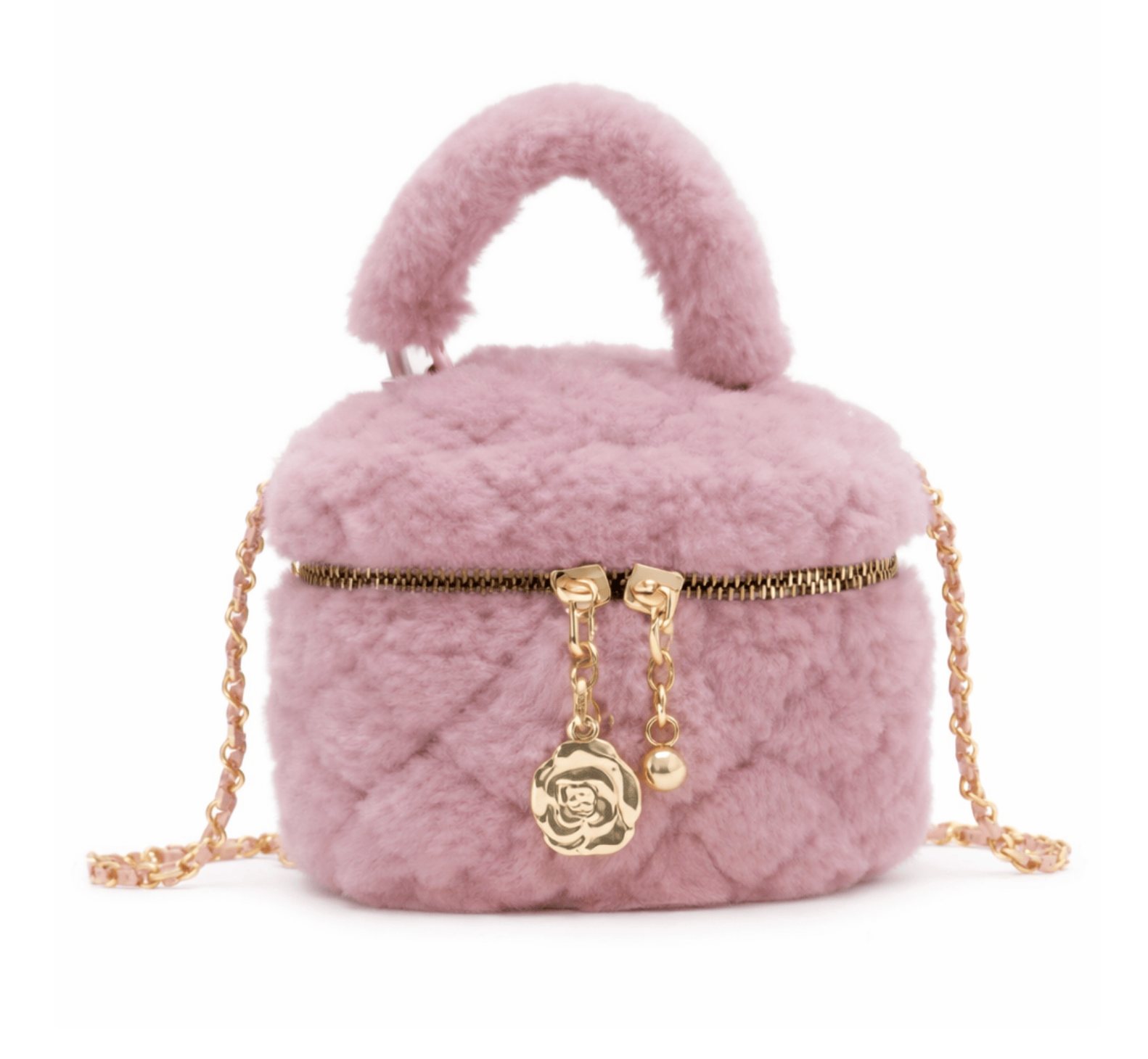 Blush Fuzzy Quilted Purse
