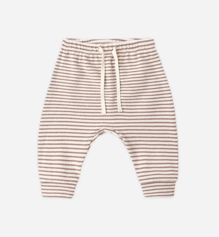 Drawstring Pant- Cocoa Microstripe