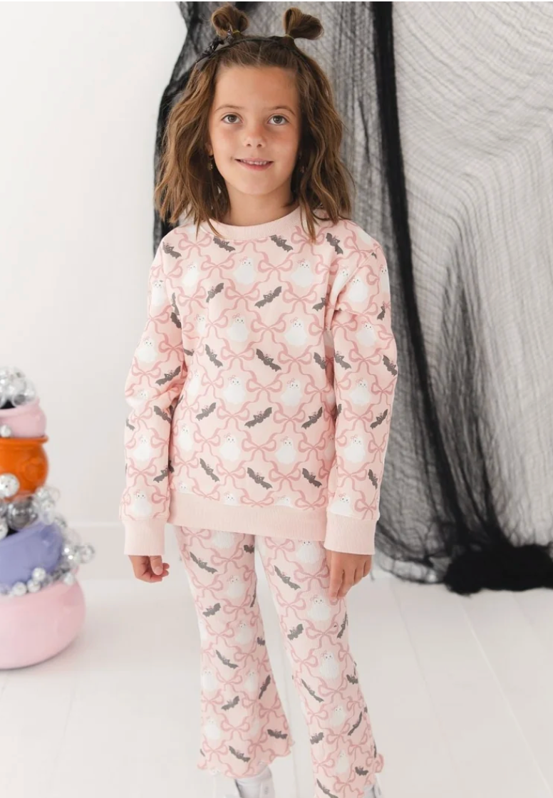 Bat and Ghost Trellis Halloween Flare Legging