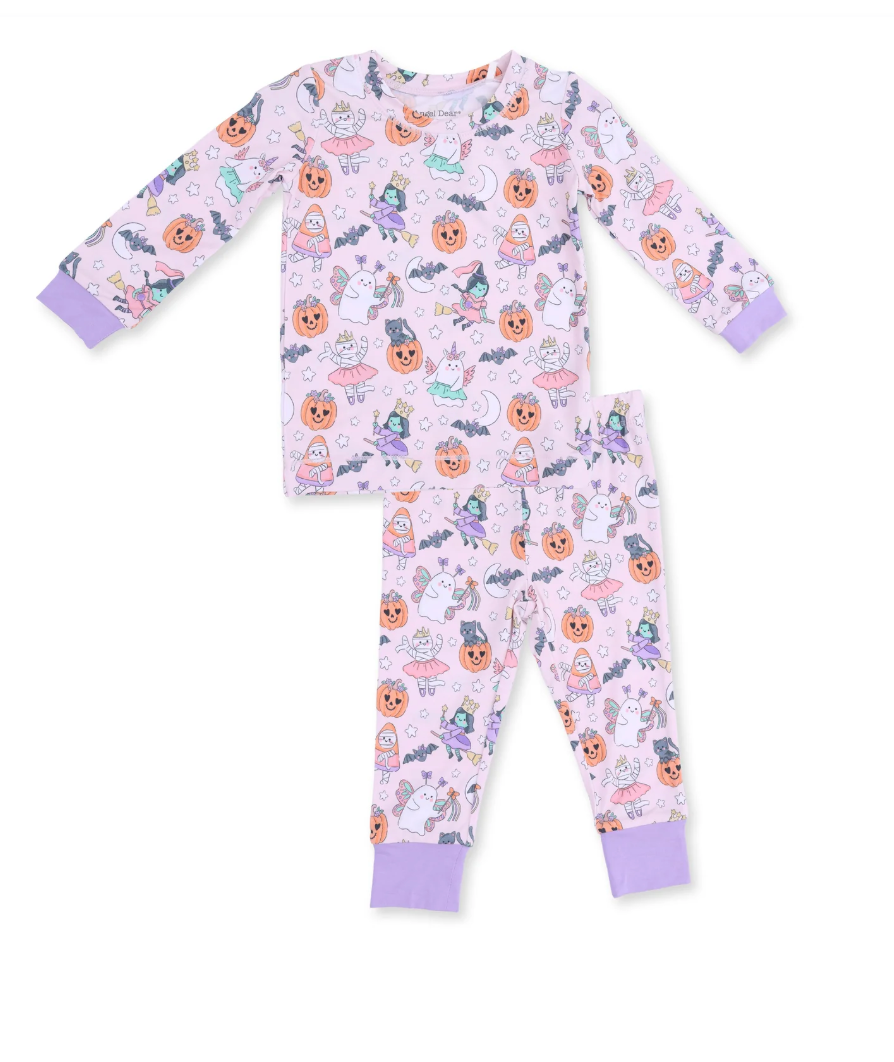 Halloween Monster Dress Up Pink - Long Sleeve Loungewear Set