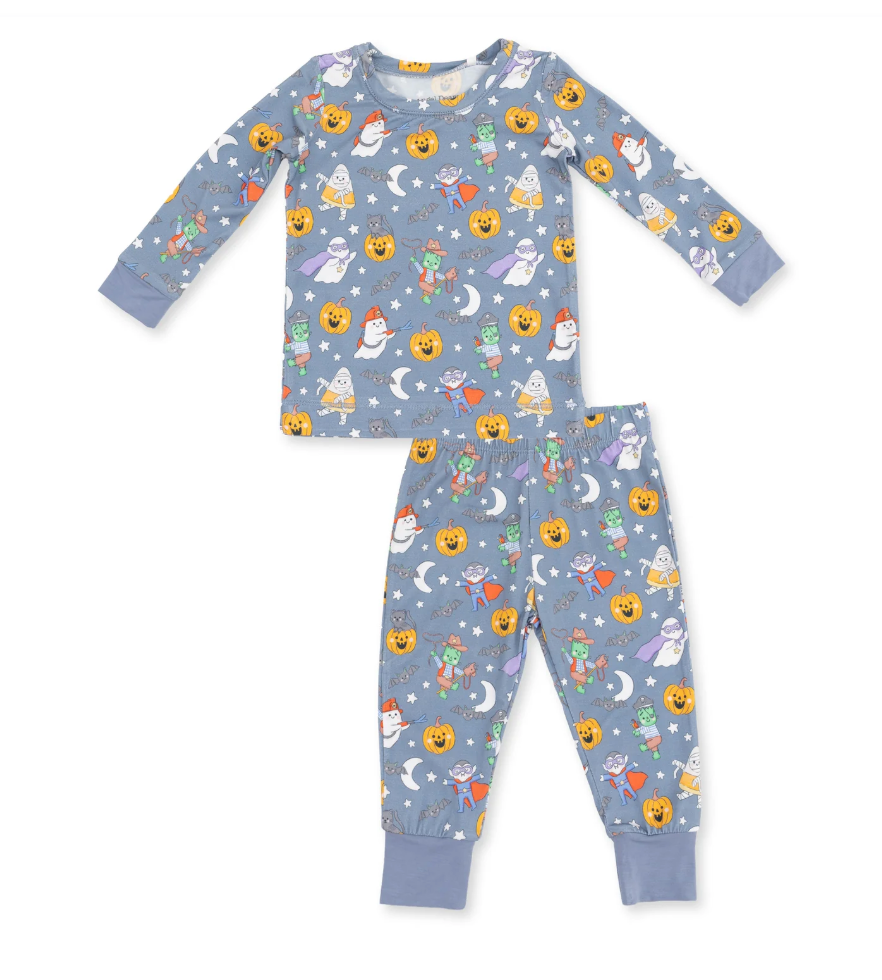 Halloween Monster Dress Up Blue - Long Sleeve Loungewear Set