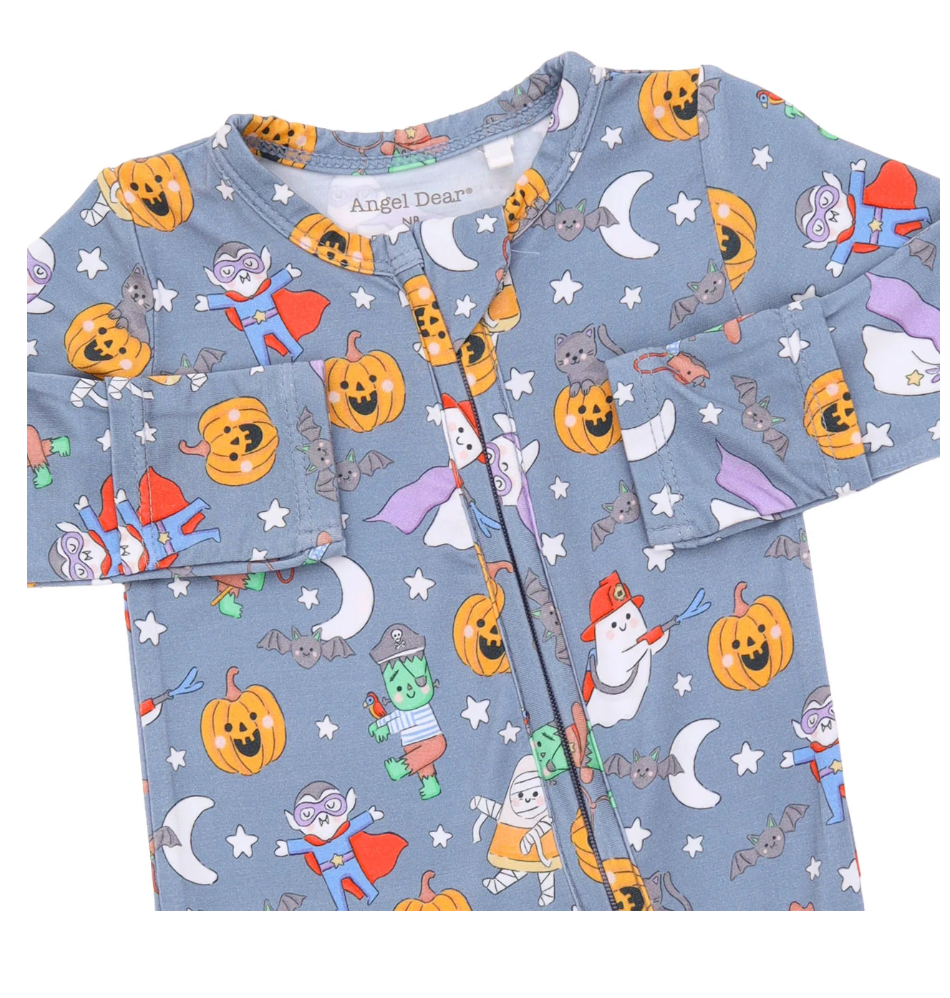 Halloween Monster Dress Up Blue - 2 Way Zipper Footie