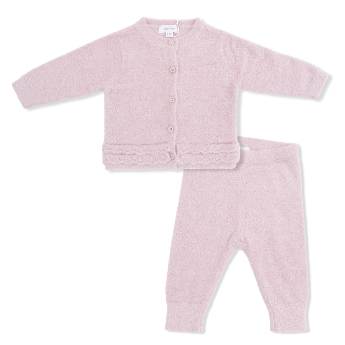 Chenille Blush Cardigan Set