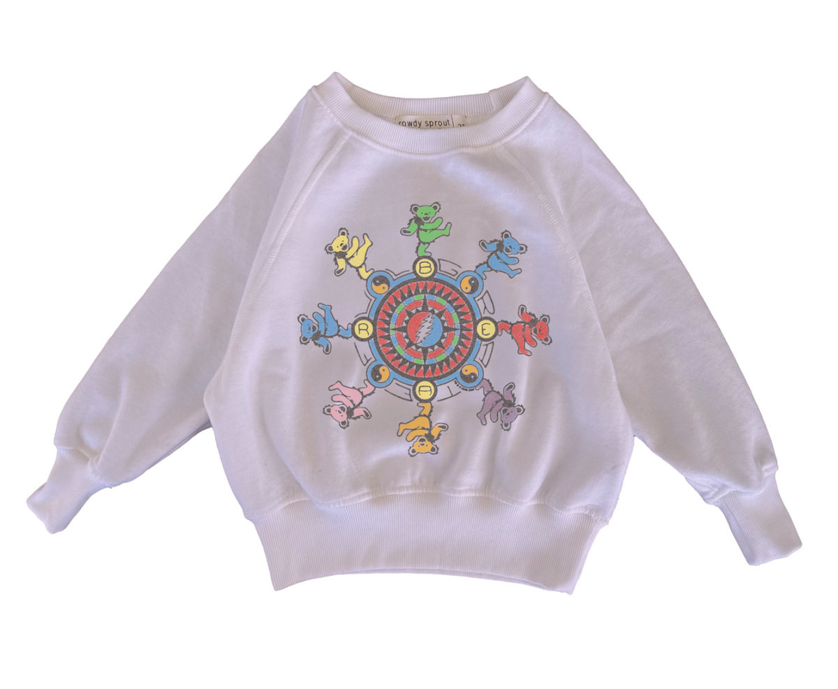 Grateful Dead Raglan Circle Bear Sweatshirt - Preppy Pink