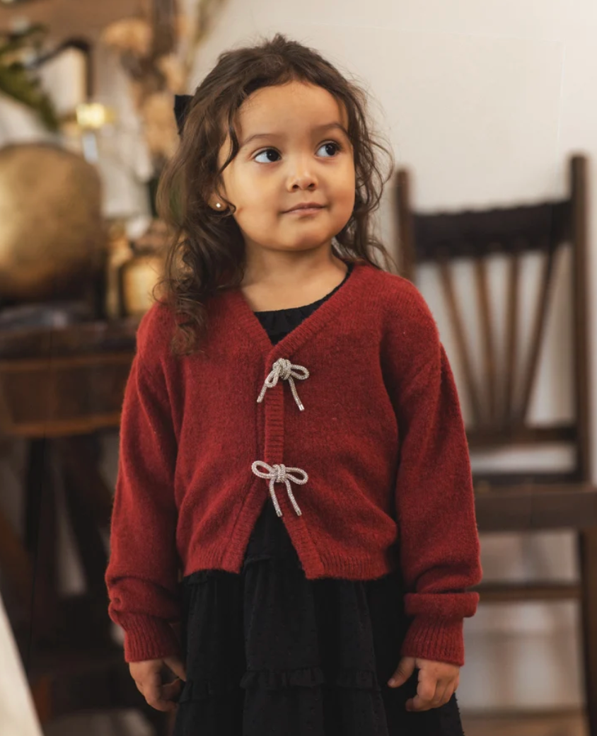Bow Cardigan- Ruby